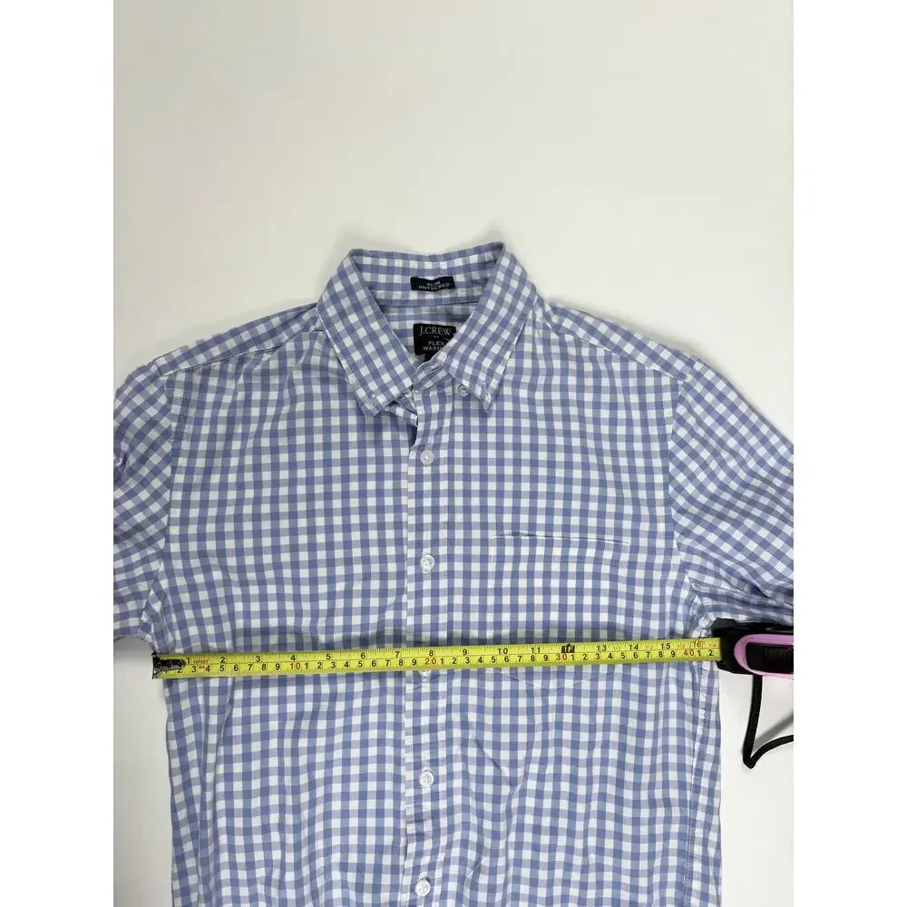 J.Crew Flex Washed Slim Untucked Button-Down Shirt  Periwinkle Gingham Preppy S